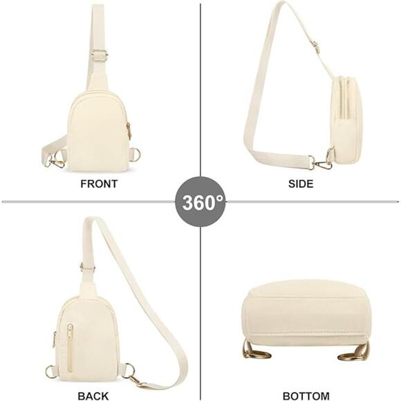 2 For $15  Khaki Sling Chest Bag  Zipper Adjustable Strap Fashion Sling Pack - Picture 3 of 7